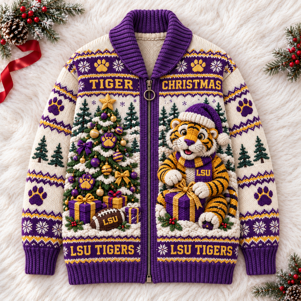 LSU WOOL ZIP CARDIGAN NPL