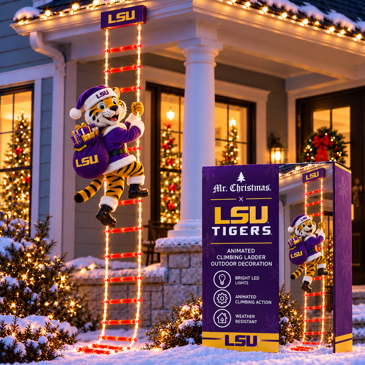 LSU Animated Climbing Ladder Christmas Decoration BMD
