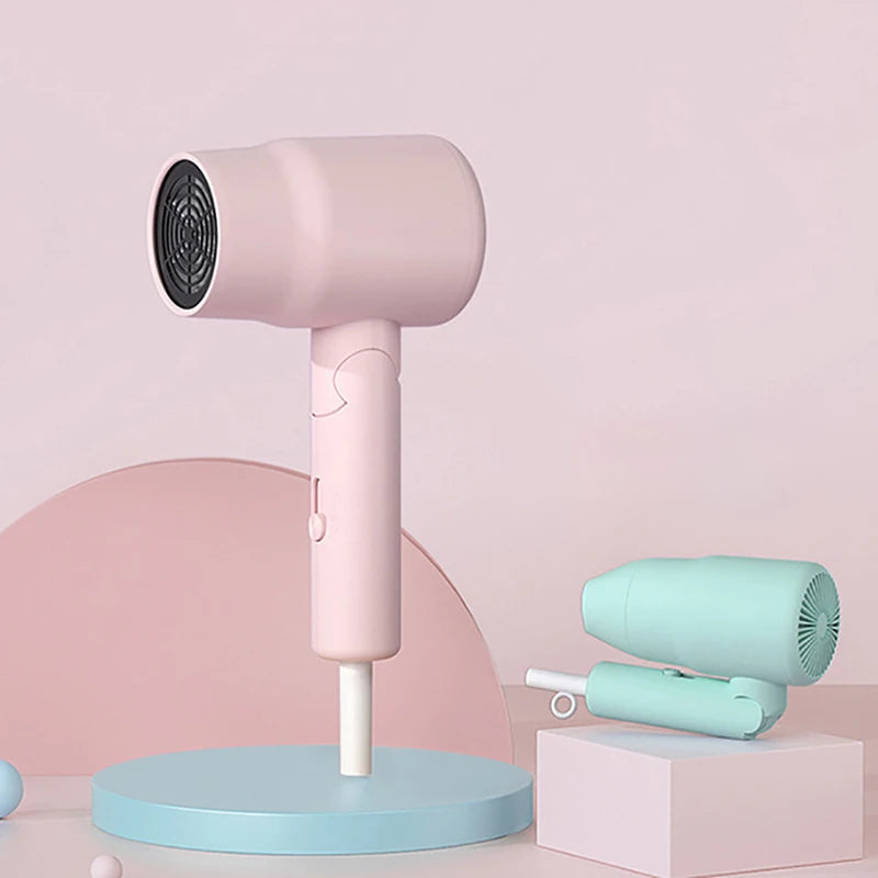 Mini Travel Hair Dryer 800W Compact Folding Handle Blow Dryer with 3 Heat Settings, 2 Speed, Quiet Hair Drying Blow Dryer