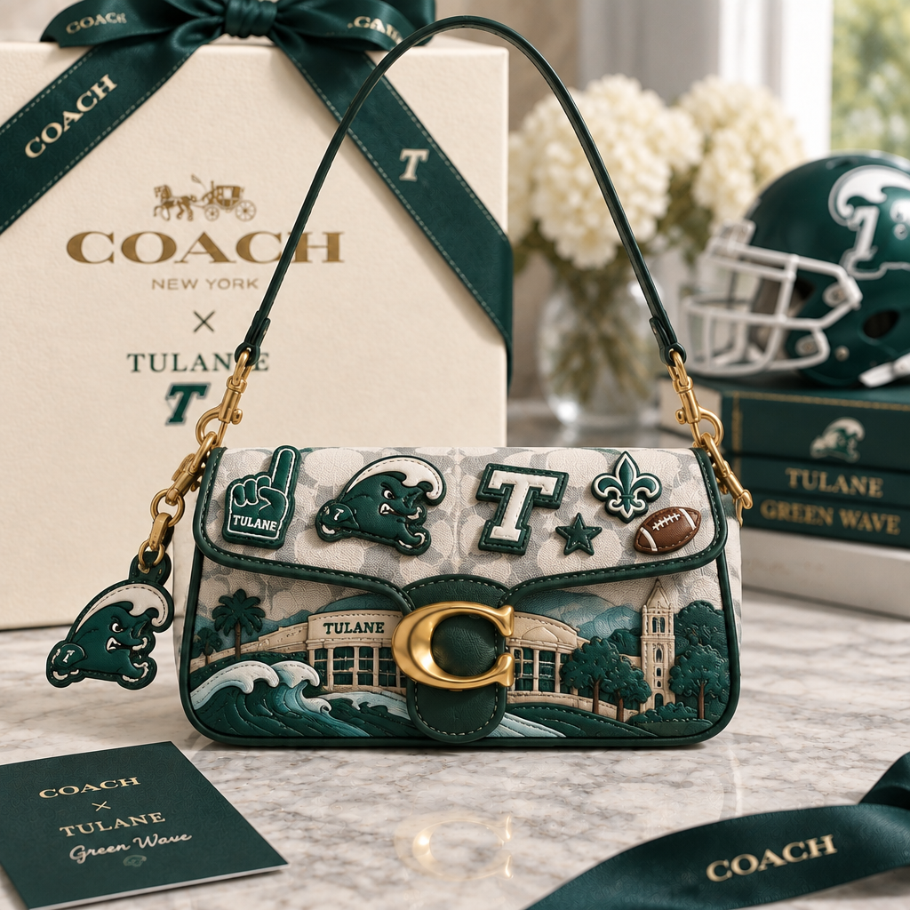Tulane Green Wave Coach Shoulder Cross With Charm