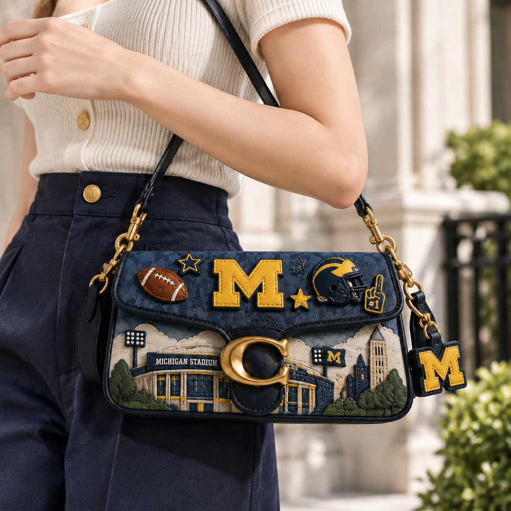 Michigan Wolverines Coach Shoulder Cross With Charm